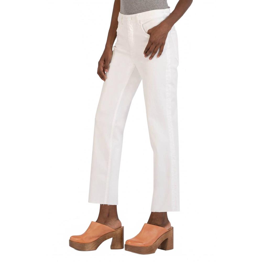 NEW KUT FROM THE KLOTH rachael hi rise raw hem mom jeans in optic white - Picture 2 of 5